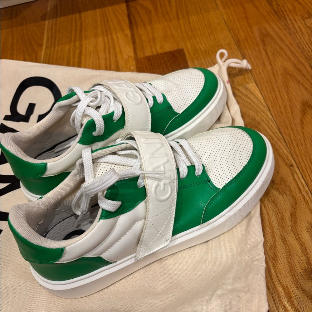 Ganni Green and White Sneakers